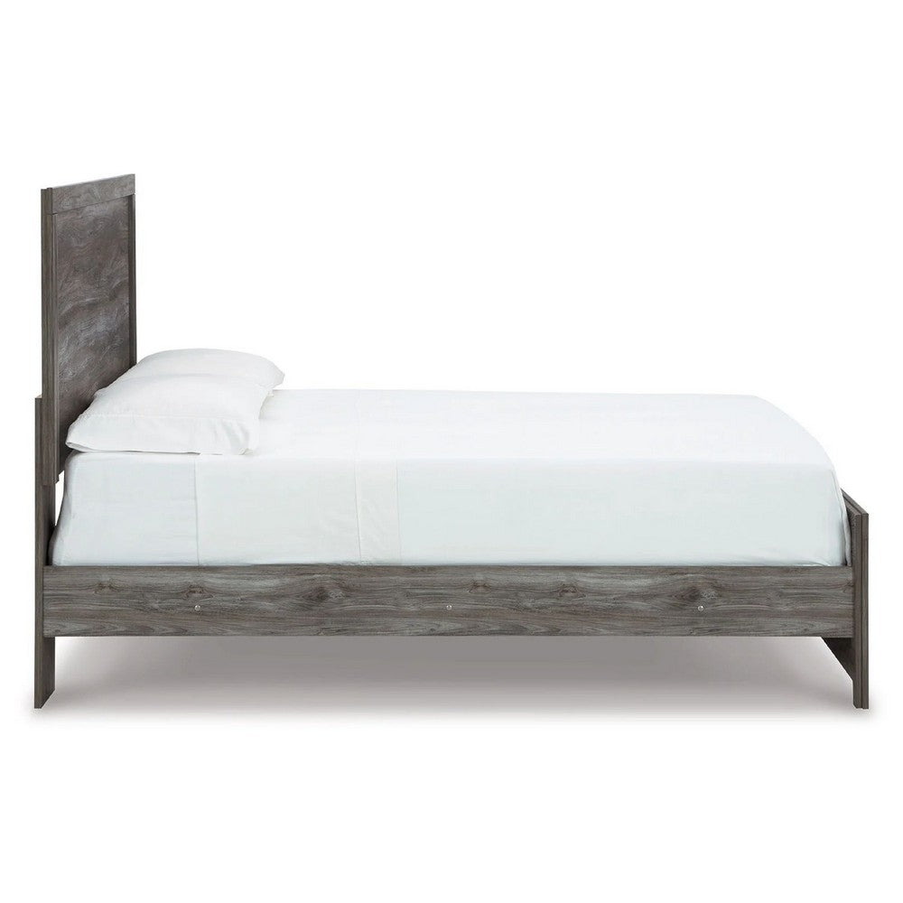Roso Queen Panel Bed w Wood Grain Finish | Dark Gray Wood-Laminate