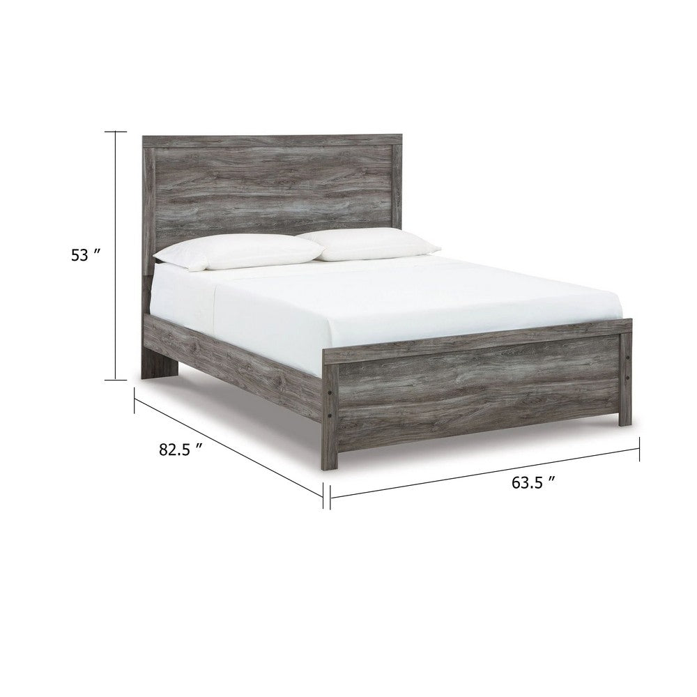 Roso Queen Panel Bed w Wood Grain Finish | Dark Gray Wood-Laminate