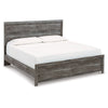 Roso King Panel Bed w Wood Grain Finish | Dark Gray Wood-Laminate
