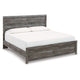 Roso King Panel Bed w Wood Grain Finish | Dark Gray Wood-Laminate