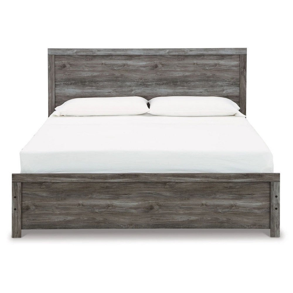Roso King Panel Bed w Wood Grain Finish | Dark Gray Wood-Laminate