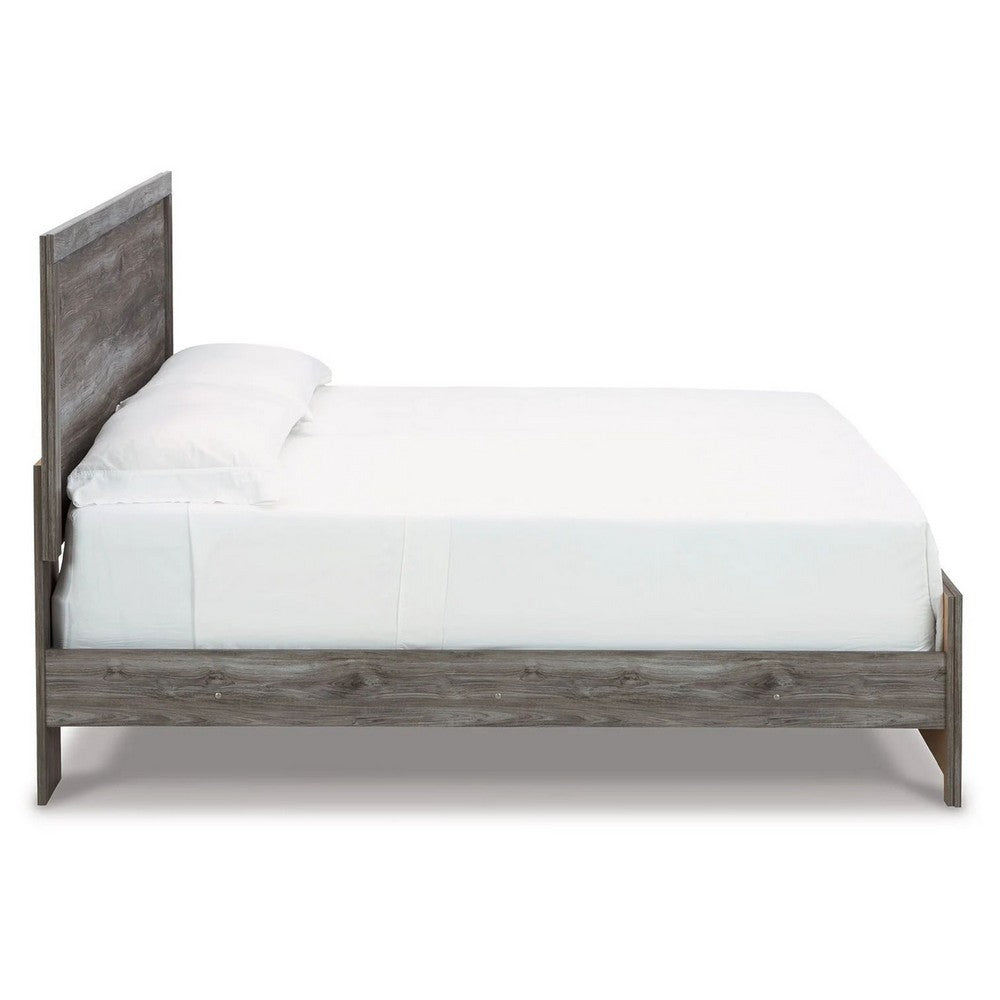 Roso King Panel Bed w Wood Grain Finish | Dark Gray Wood-Laminate