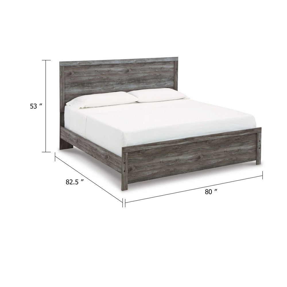 Roso King Panel Bed w Wood Grain Finish | Dark Gray Wood-Laminate