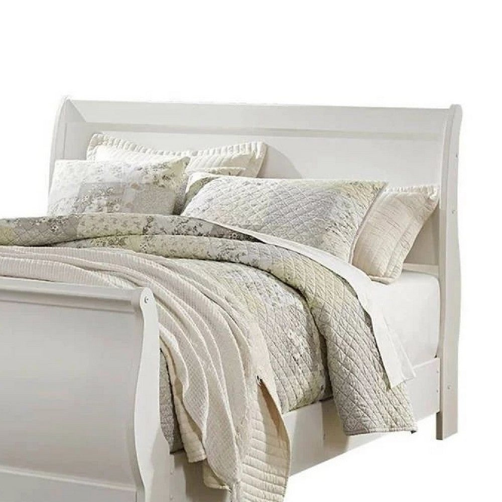 Roso Queen Sleigh Bed w Classic Louis Philippe Design | White Wood