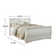 Roso Queen Sleigh Bed w Classic Louis Philippe Design | White Wood