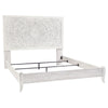 Paxy King Panel Bed | Carved Boho Medallion Design | Whitewashed Wood