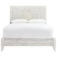 Paxy Queen Panel Bed | Carved Boho Medallion Design | Whitewashed Wood