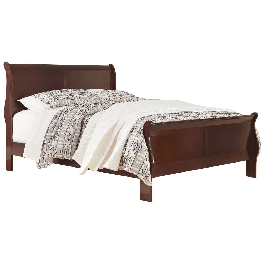 Deyr Queen Size Sleigh Bed | Louis Philippe Moulding | Warm Brown