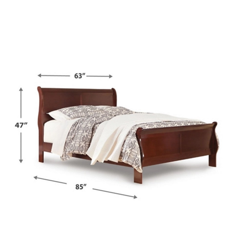 Deyr Queen Size Sleigh Bed | Louis Philippe Moulding | Warm Brown
