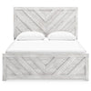 Cany Queen Size Bed | Chevron Pattern | Panel Headboard | Whitewash