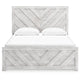 Cany Queen Size Bed | Chevron Pattern | Panel Headboard | Whitewash