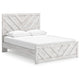 Cany Queen Size Bed | Chevron Pattern | Panel Headboard | Whitewash