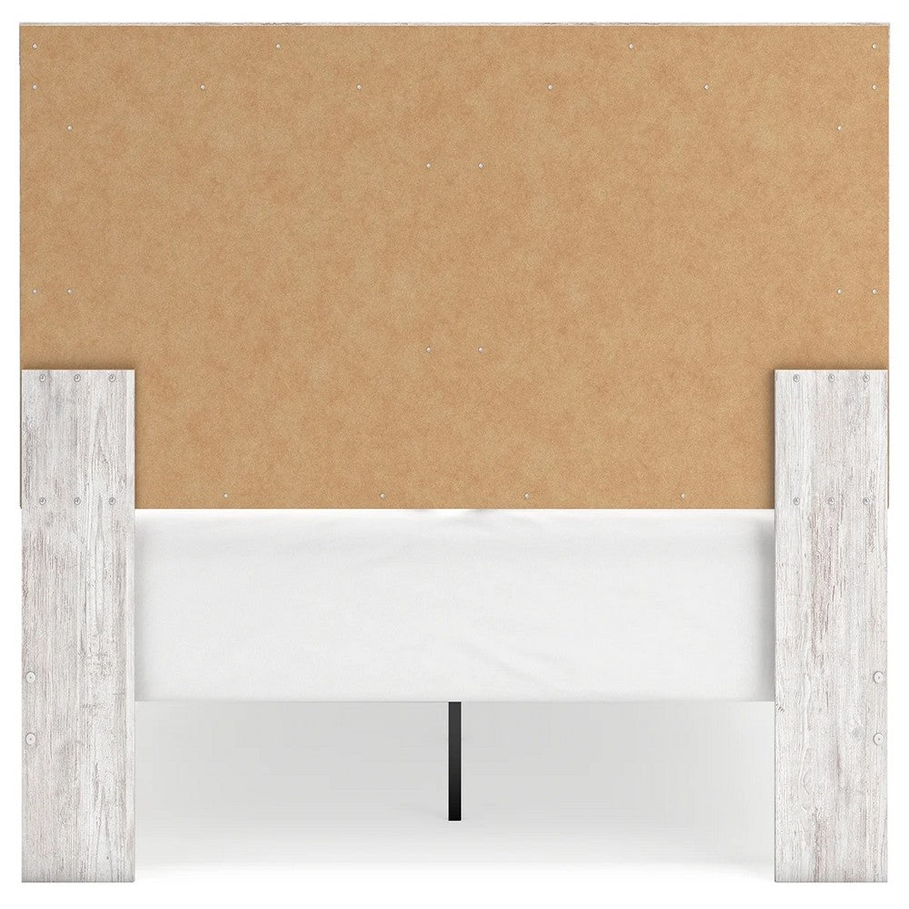 Cany Queen Size Bed | Chevron Pattern | Panel Headboard | Whitewash