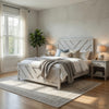Cany Queen Size Bed | Chevron Pattern | Panel Headboard | Whitewash