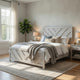 Cany Queen Size Bed | Chevron Pattern | Panel Headboard | Whitewash