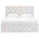 Cany King Size Bed | Chevron Pattern | Panel Headboard | Whitewash