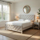 Cany King Size Bed | Chevron Pattern | Panel Headboard | Whitewash