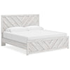 Cany King Size Bed | Chevron Pattern | Panel Headboard | Whitewash