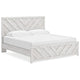 Cany King Size Bed | Chevron Pattern | Panel Headboard | Whitewash
