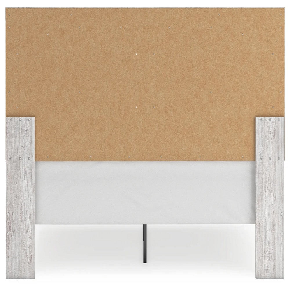Cany King Size Bed | Chevron Pattern | Panel Headboard | Whitewash