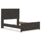 Peny Queen Size Bed | Chevron Pattern | Panel Headboard | Charcoal Black