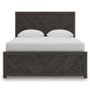 Peny Queen Size Bed | Chevron Pattern | Panel Headboard | Charcoal Black