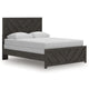 Peny Queen Size Bed | Chevron Pattern | Panel Headboard | Charcoal Black