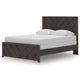 Peny Queen Size Bed | Chevron Pattern | Panel Headboard | Charcoal Black