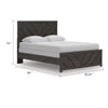 Peny Queen Size Bed | Chevron Pattern | Panel Headboard | Charcoal Black