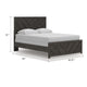 Peny Queen Size Bed | Chevron Pattern | Panel Headboard | Charcoal Black
