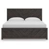 Peny King Size Bed | Chevron Pattern | Panel Headboard | Charcoal Black