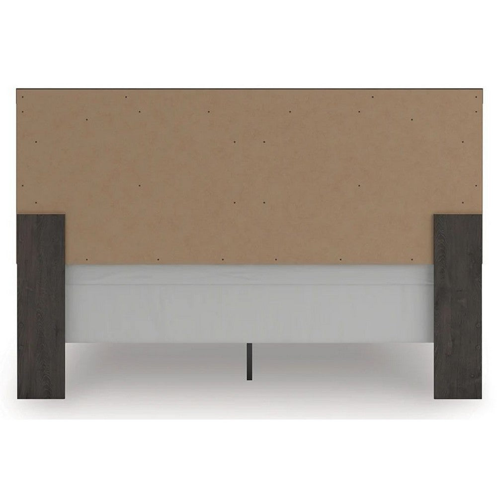 Peny King Size Bed | Chevron Pattern | Panel Headboard | Charcoal Black