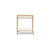 Oery Bar Cart | 2 Tier Glass Top & White Marble Lower Shelf | Brass