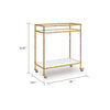 Oery Bar Cart | 2 Tier Glass Top & White Marble Lower Shelf | Brass