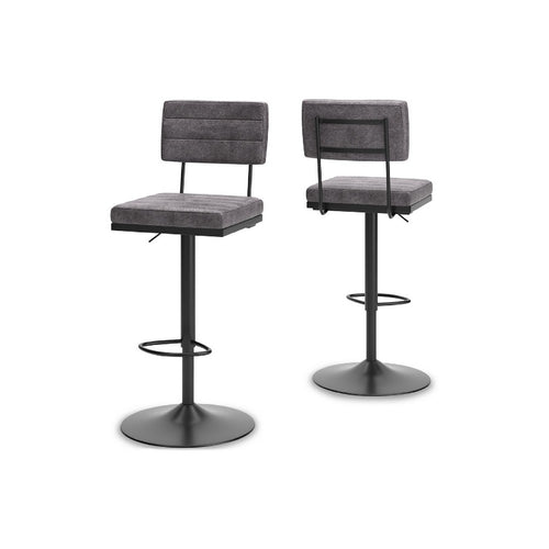 Mya Swivel Bar Chair Set of 2 | Gray Faux Leather | 22-31" Adjustable Height