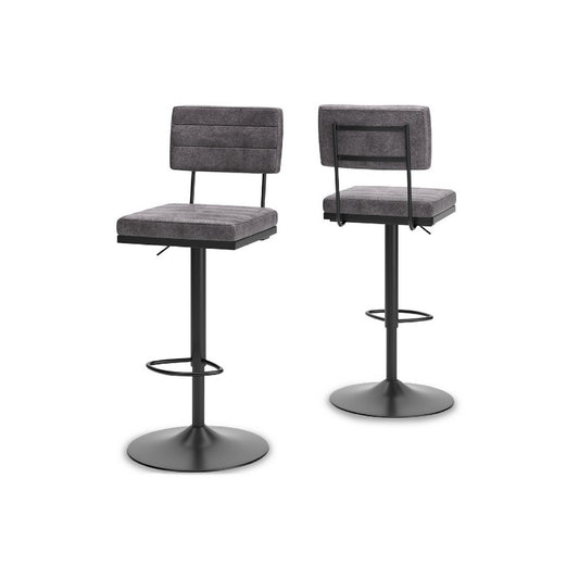 Mya Swivel Bar Chair Set of 2 | Gray Faux Leather | 22-31" Adjustable Height