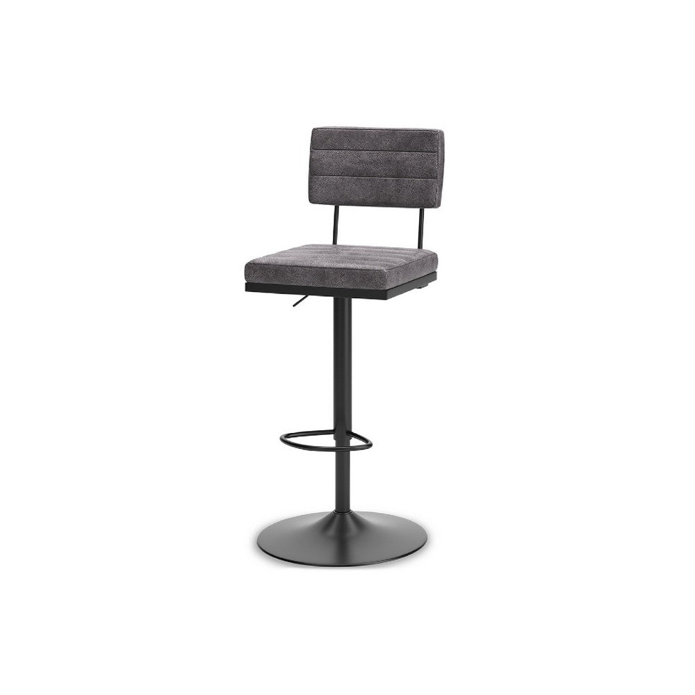 Mya Swivel Bar Chair Set of 2 | Gray Faux Leather | 22-31" Adjustable Height