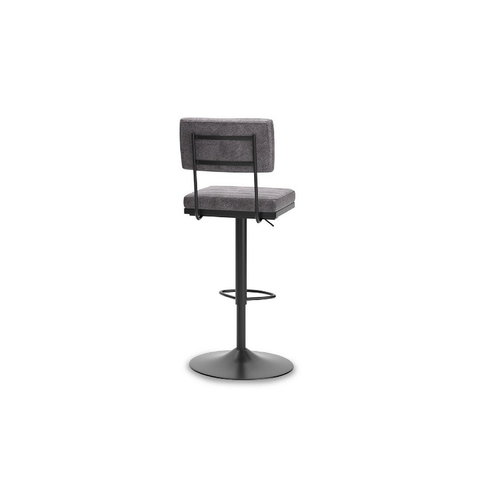 Mya Swivel Bar Chair Set of 2 | Gray Faux Leather | 22-31" Adjustable Height