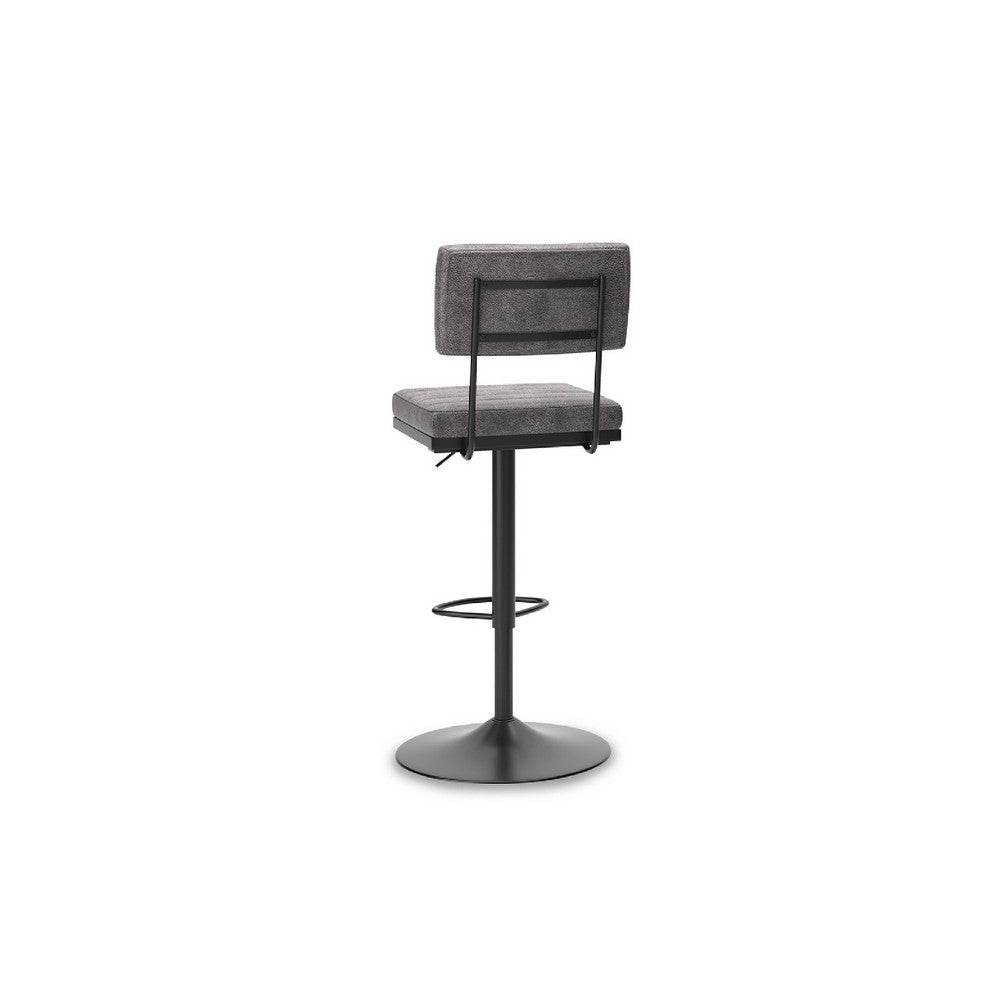 Mya Swivel Bar Chair Set of 2 | Gray Faux Leather | 22-31" Adjustable Height