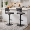 Mya Swivel Bar Chair Set of 2 | Gray Faux Leather | 22-31" Adjustable Height