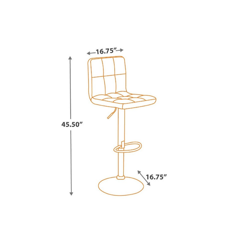 Beal Swivel Barstool Chair Set of 2 | Black Faux Leather | 24-33" Adjustable