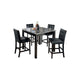 Jey 5pc Counter Height Dining Set | Faux Marble Table | Black Tufted Chairs