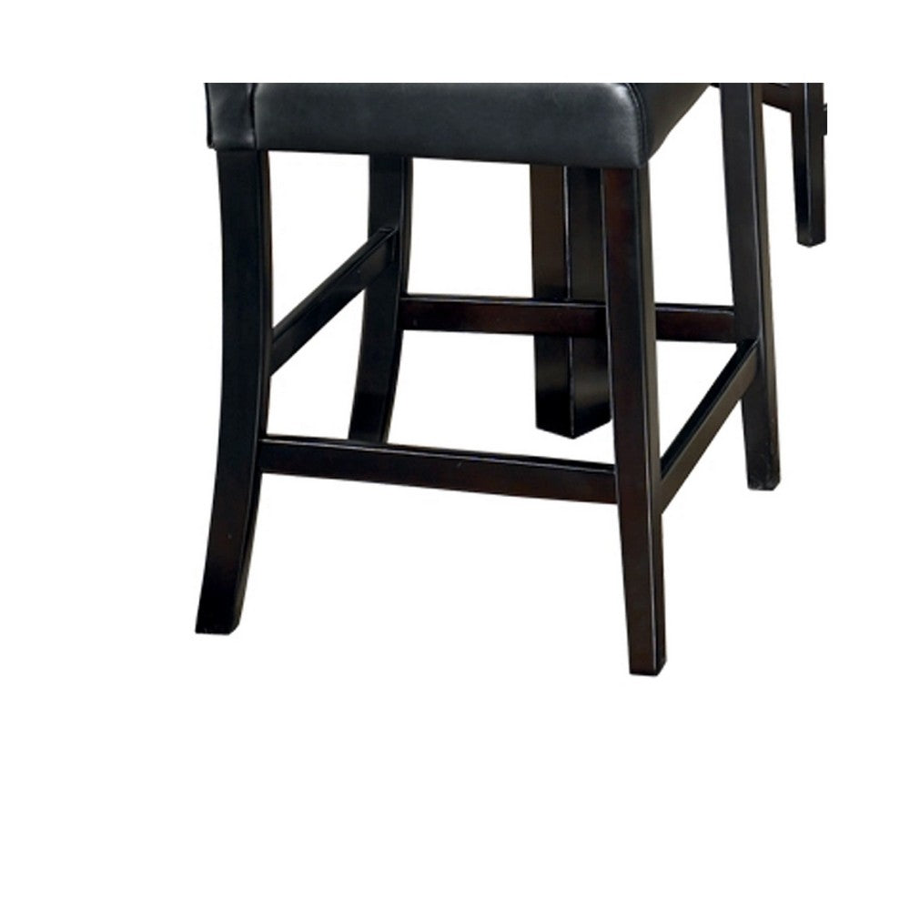 Jey 5pc Counter Height Dining Set | Faux Marble Table | Black Tufted Chairs