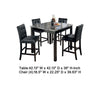 Jey 5pc Counter Height Dining Set | Faux Marble Table | Black Tufted Chairs