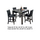 Jey 5pc Counter Height Dining Set | Faux Marble Table | Black Tufted Chairs