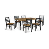 Bia 7pc Dining Table Set | Brown Chevron Tabletop | Black Ladderback Chairs