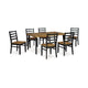 Bia 7pc Dining Table Set | Brown Chevron Tabletop | Black Ladderback Chairs