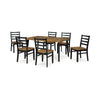 Bia 7pc Dining Table Set | Brown Chevron Tabletop | Black Ladderback Chairs