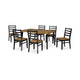 Bia 7pc Dining Table Set | Brown Chevron Tabletop | Black Ladderback Chairs