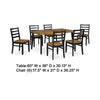 Bia 7pc Dining Table Set | Brown Chevron Tabletop | Black Ladderback Chairs